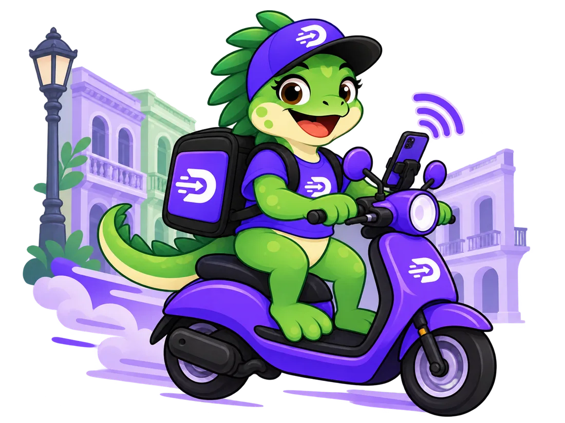 Dely reparte en moto por La Habana
